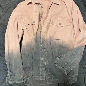 Pink and Gray Ombre Button-Up Shirt